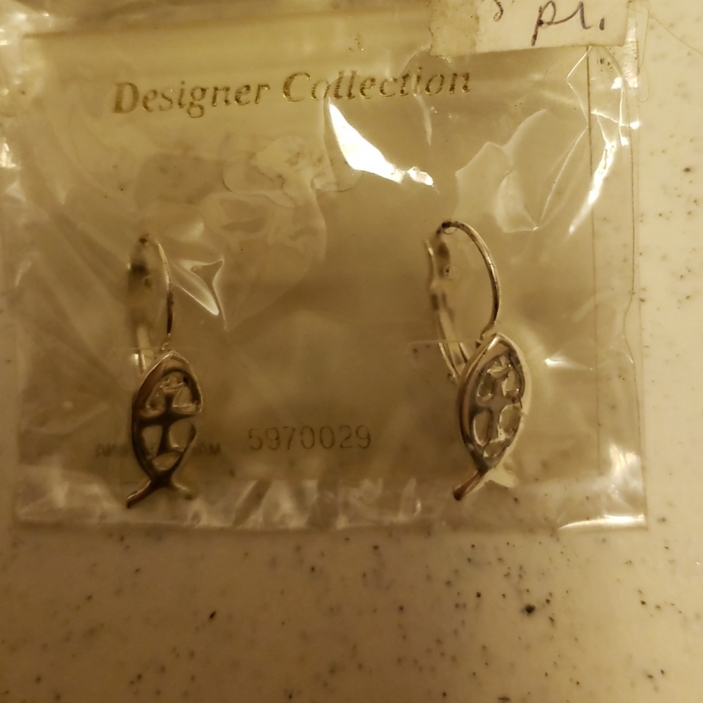 Silver Religious Fish Earrings NWT